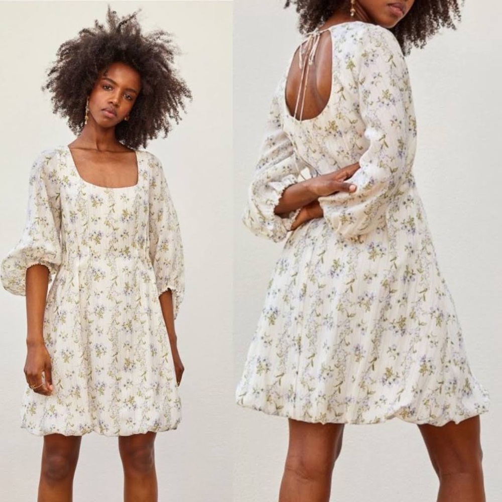 Brock Collection x H&M Floral Three Quarter Sleeve Open Back Dress